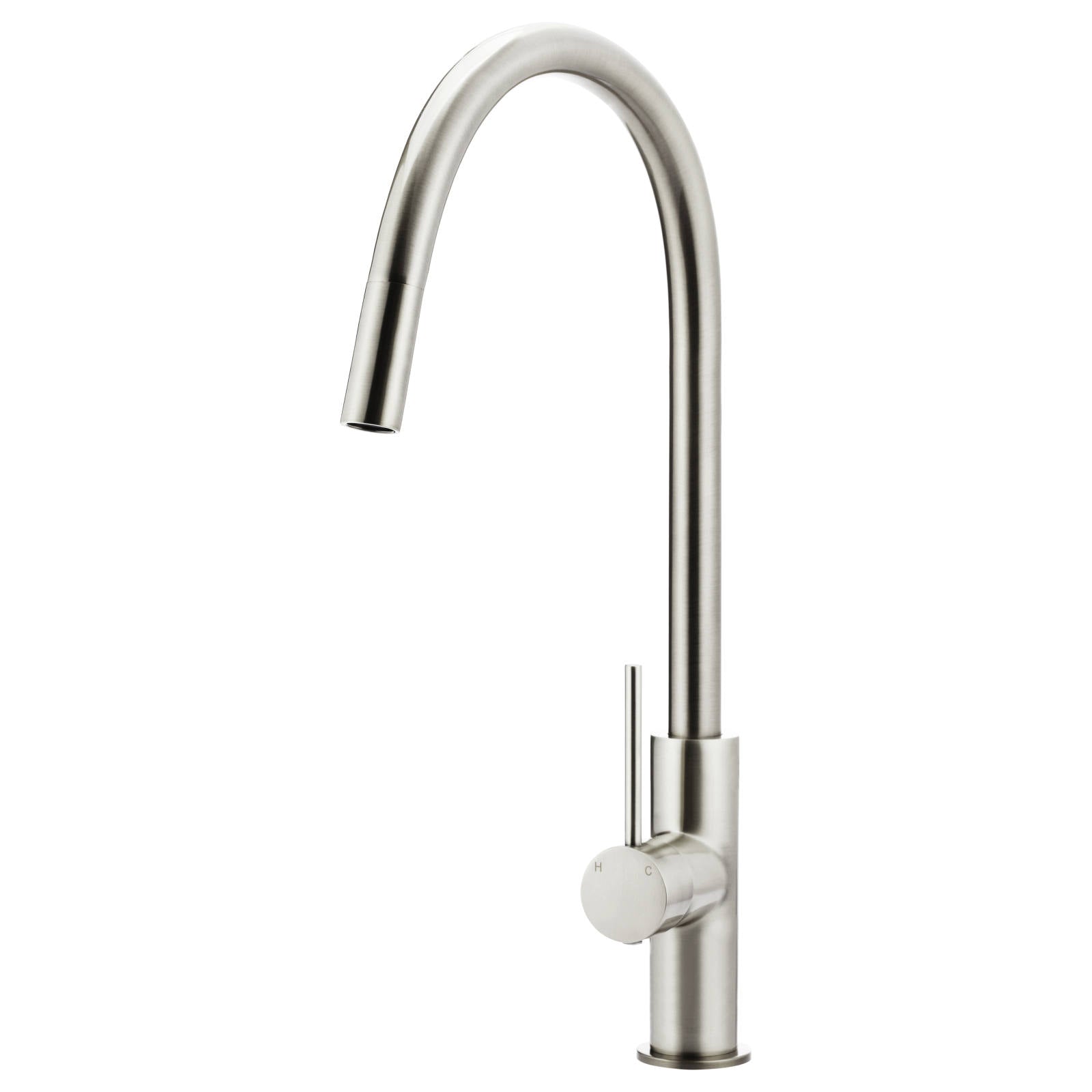 Round Piccola Pull Out Kitchen Mixer, PVD Brushed Nickel