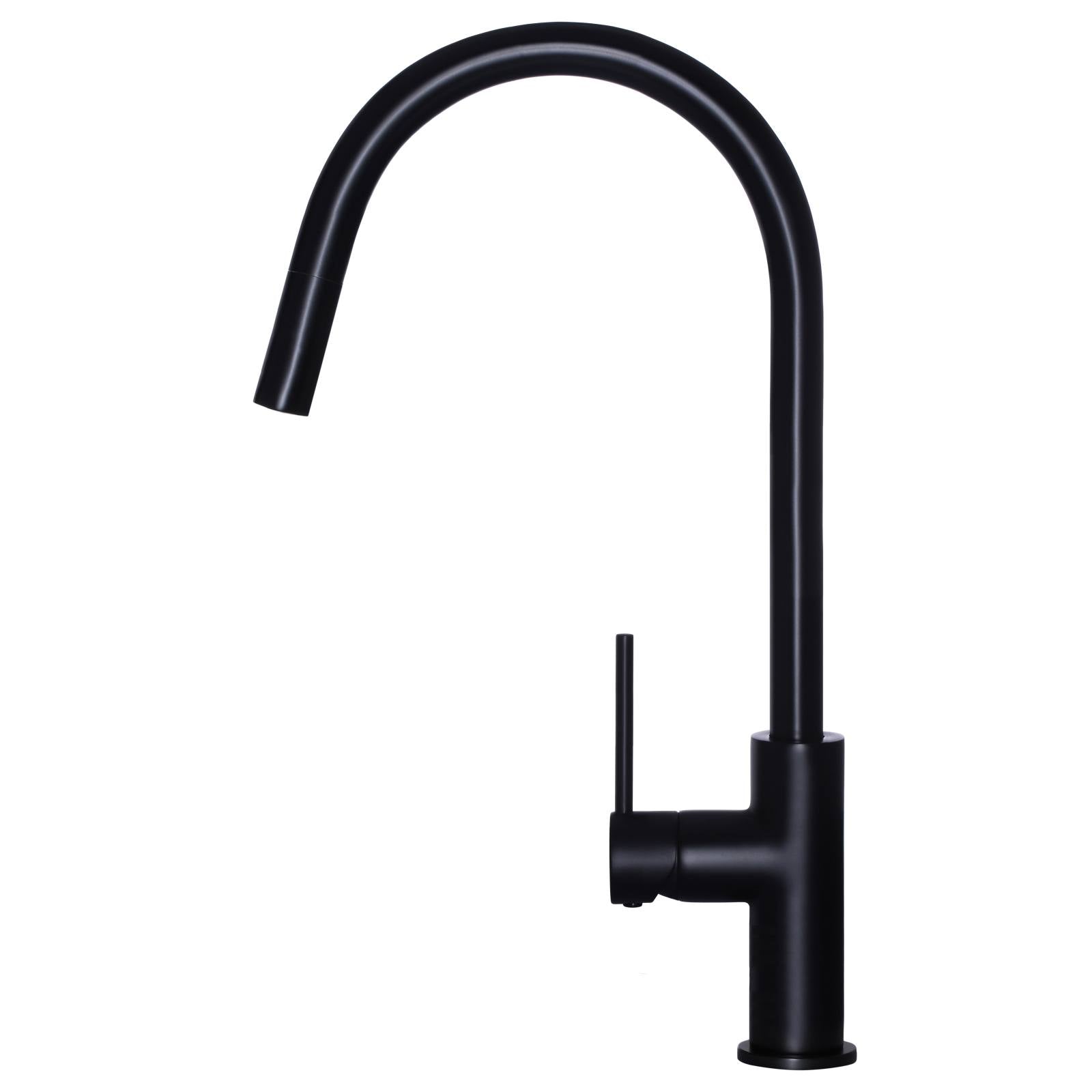 Round Piccola Pull Out Kitchen Mixer, Matte Black