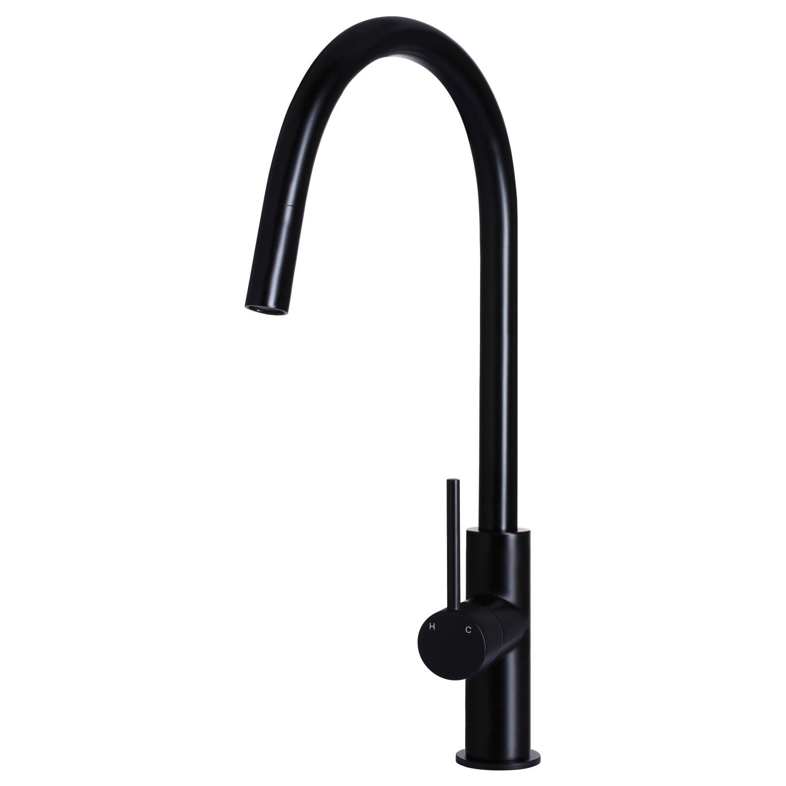 Round Piccola Pull Out Kitchen Mixer, Matte Black