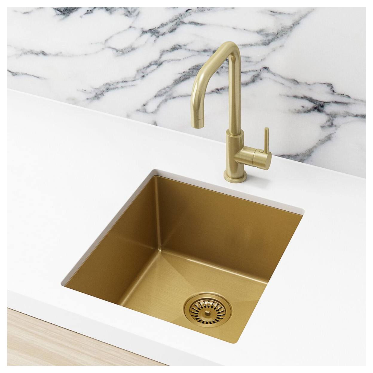 Single Kitchen Sink 38x44, PVD Brushed Gold