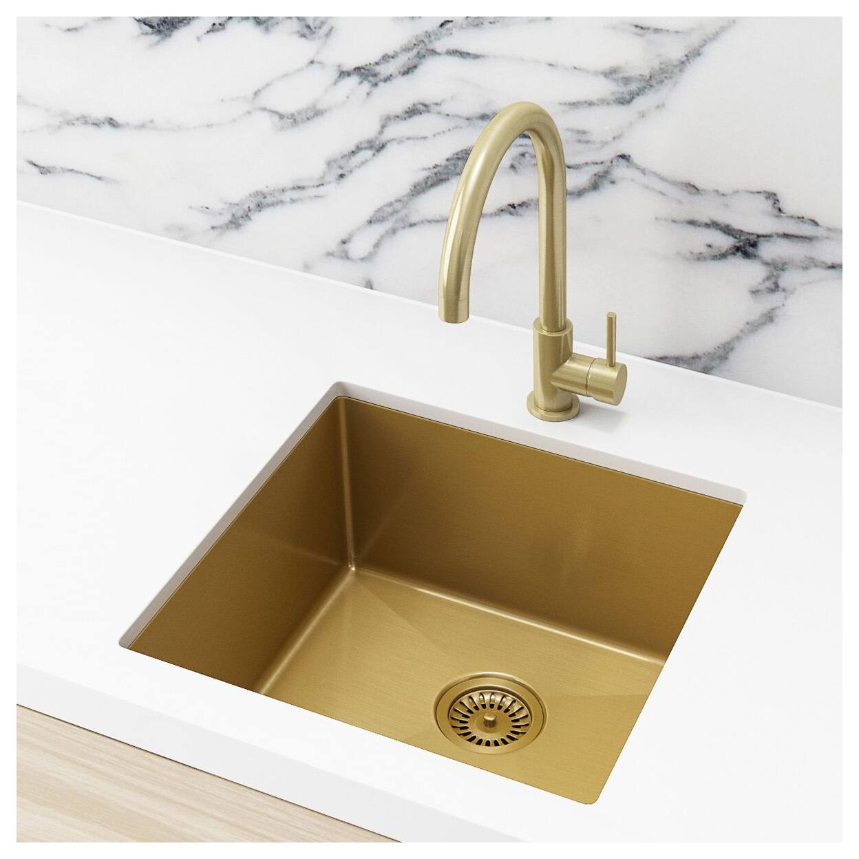 Single Kitchen Sink 45x45, PVD Brushed Gold