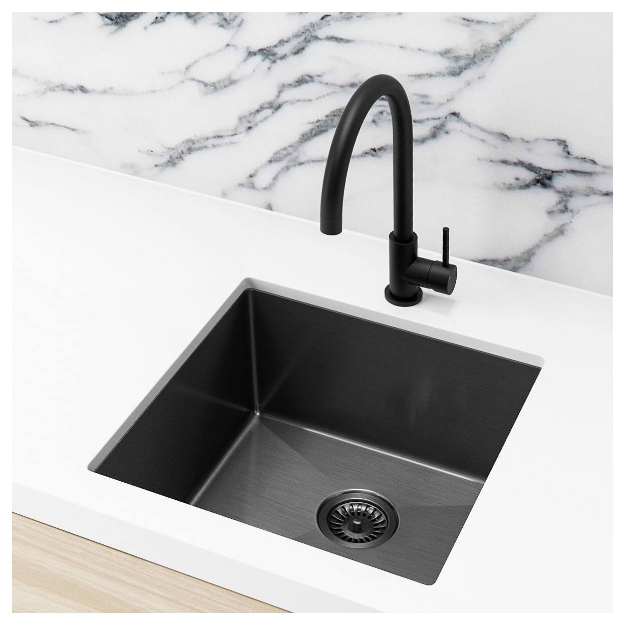 Single Kitchen Sink 45x45, PVD Gunmetal