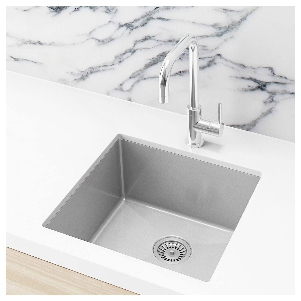 Single Kitchen Sink 45x45, PVD Brushed Nickel