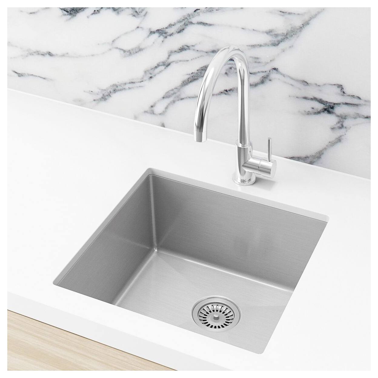 Single Kitchen Sink 45x45, PVD Brushed Nickel