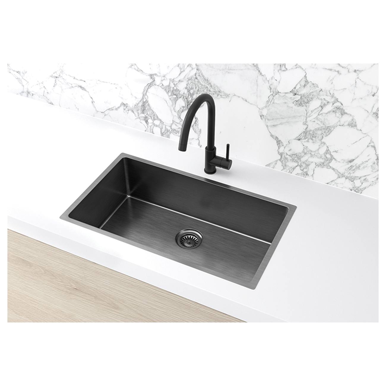 Single Bowl 760 x 440, Gunmetal Black