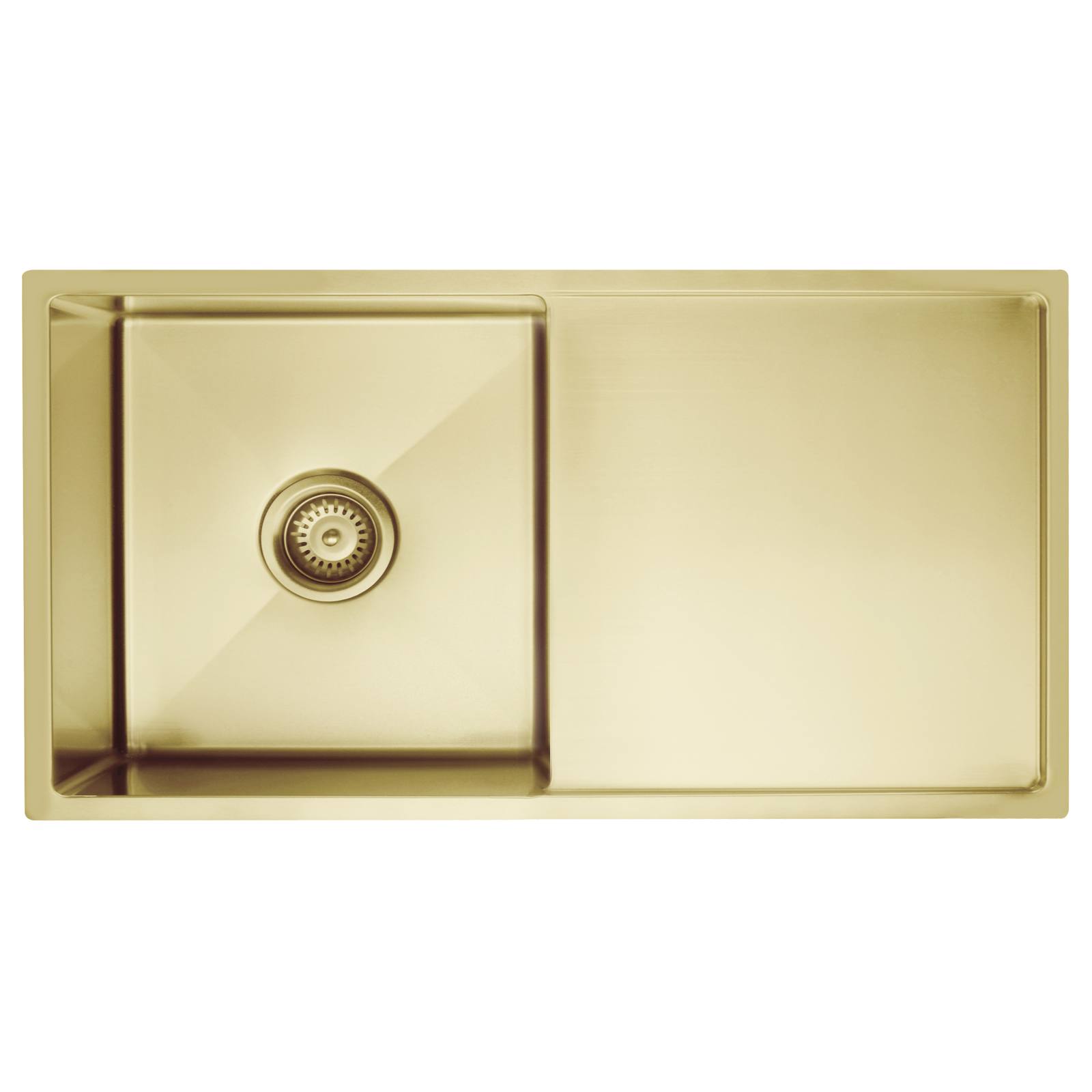 Single Bowl & Drainboard 840 x 440, Brushed Bronze Gold