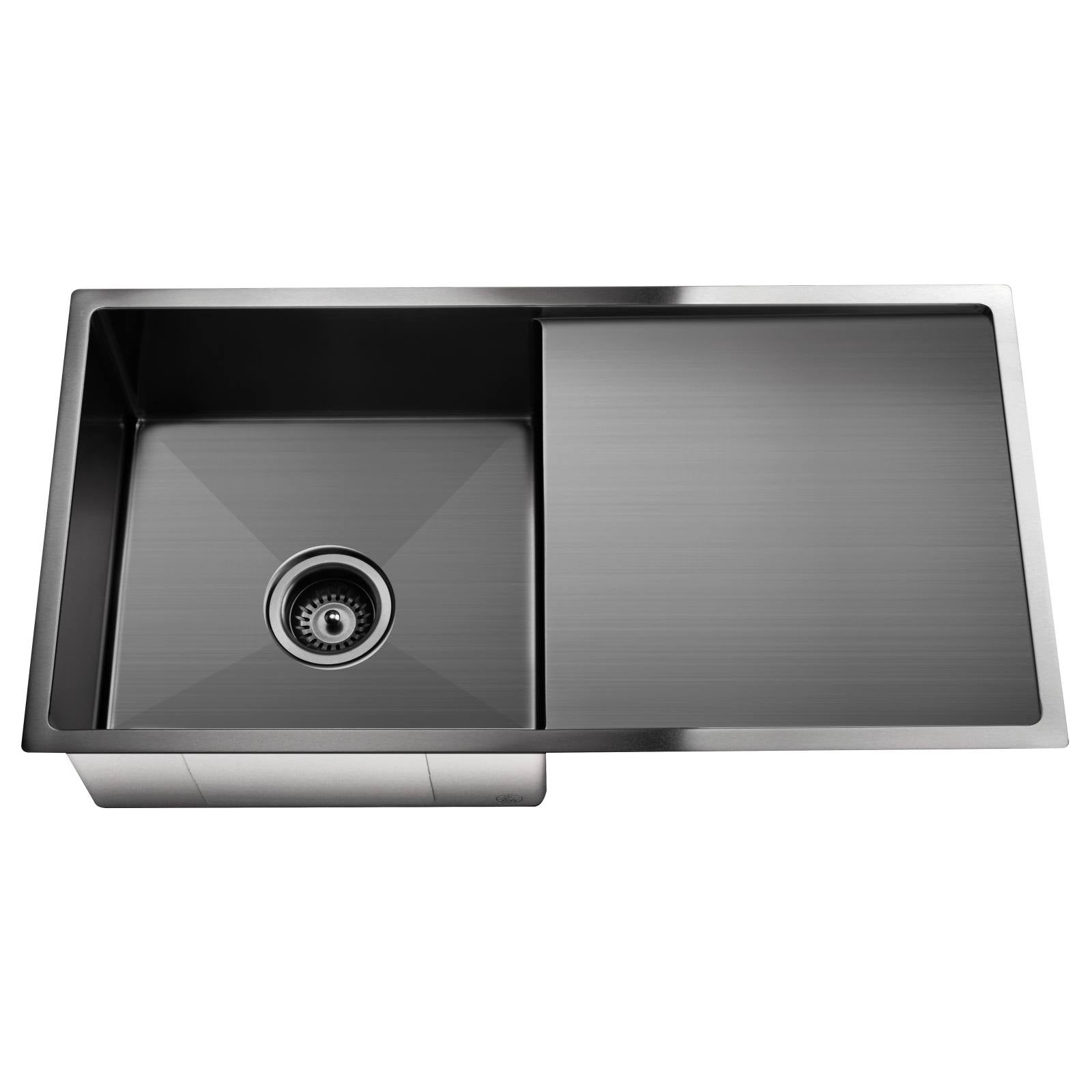 Single Bowl & Drainboard 840 x 440, Gunmetal Black
