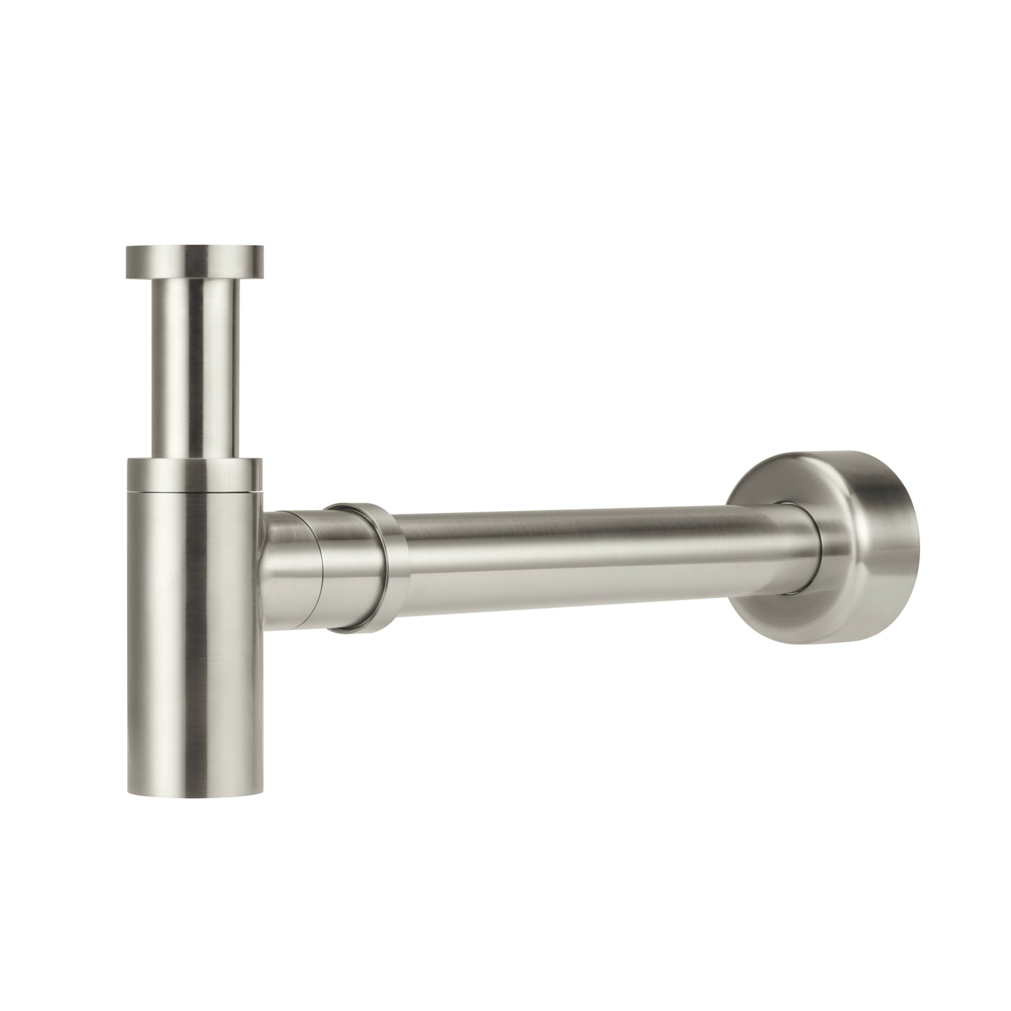Round Bottle Trap For 32mm Basin Waste and 32mm Waste Pipe with 40mm Adapter, Brushed Nickel