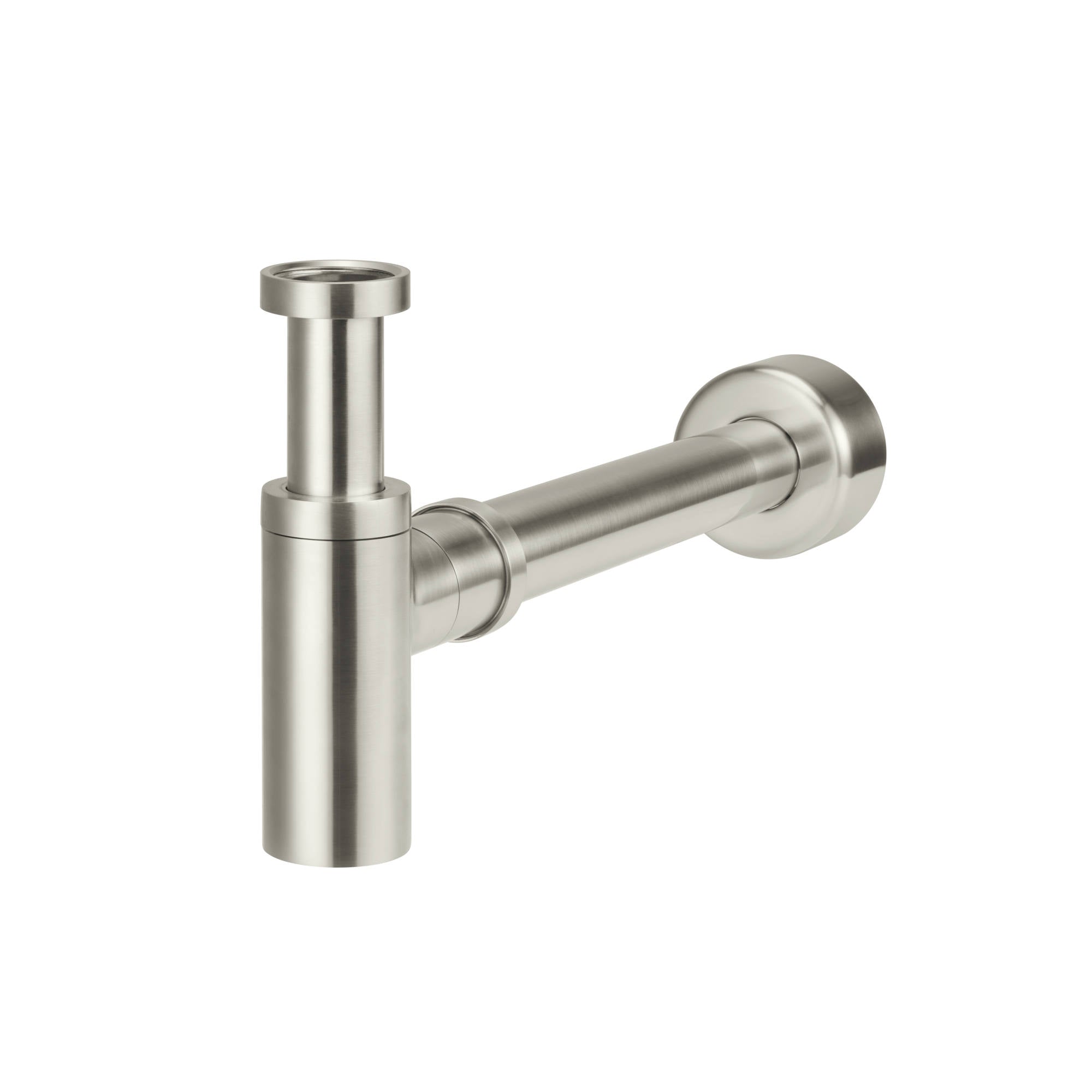 Round Bottle Trap For 32mm Basin Waste and 32mm Waste Pipe with 40mm Adapter, Brushed Nickel