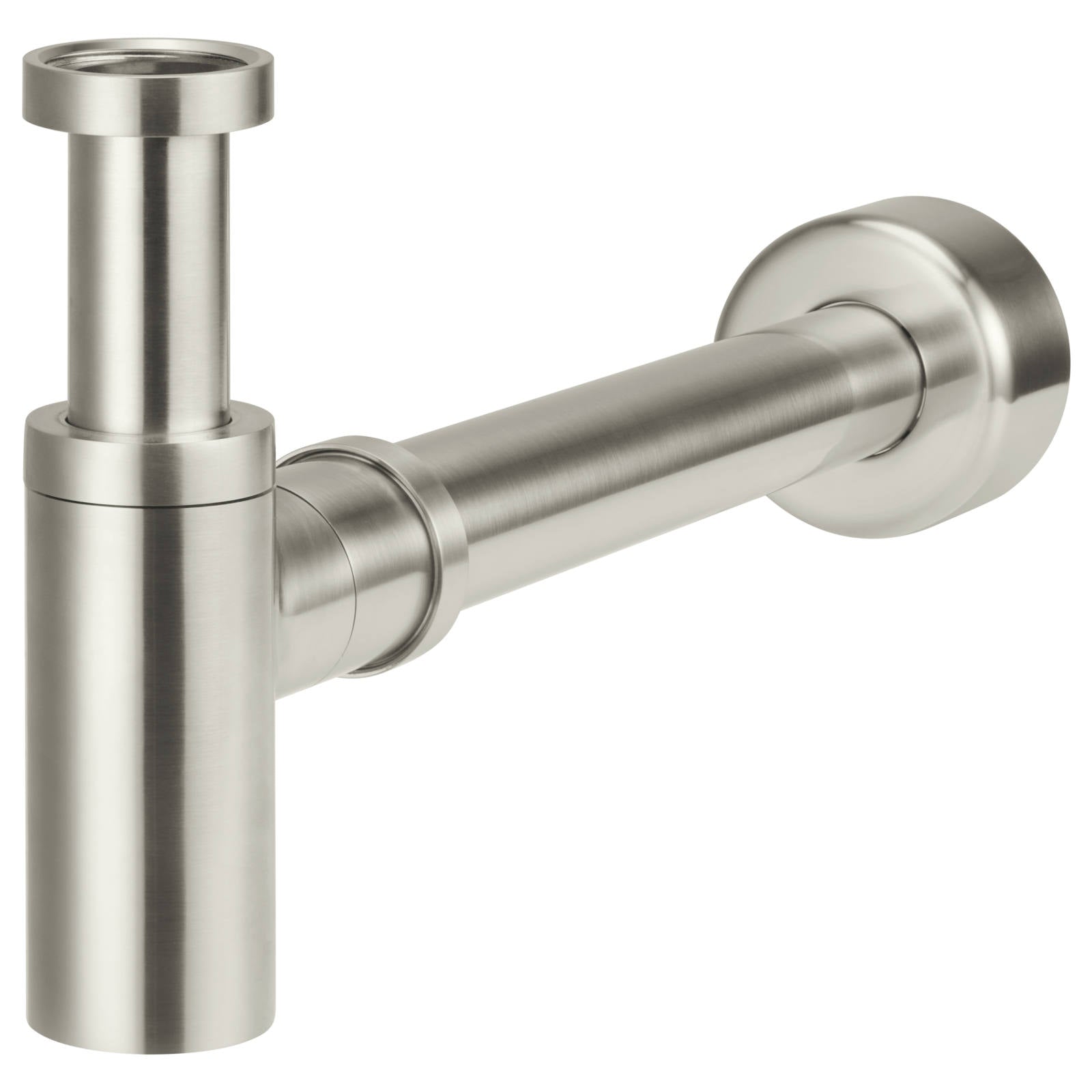 Round Bottle Trap for 32mm basin waste & 40mm outlet, PVD Brushed Nickel