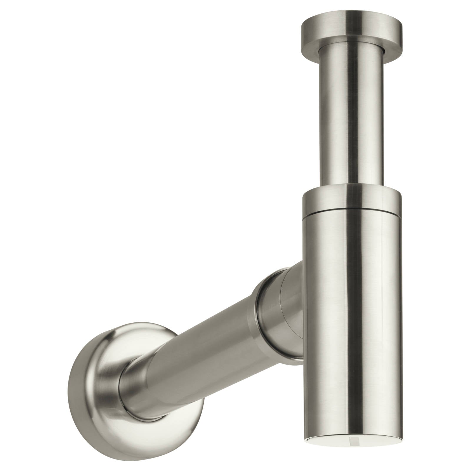Round Bottle Trap for 32mm basin waste & 40mm outlet, PVD Brushed Nickel