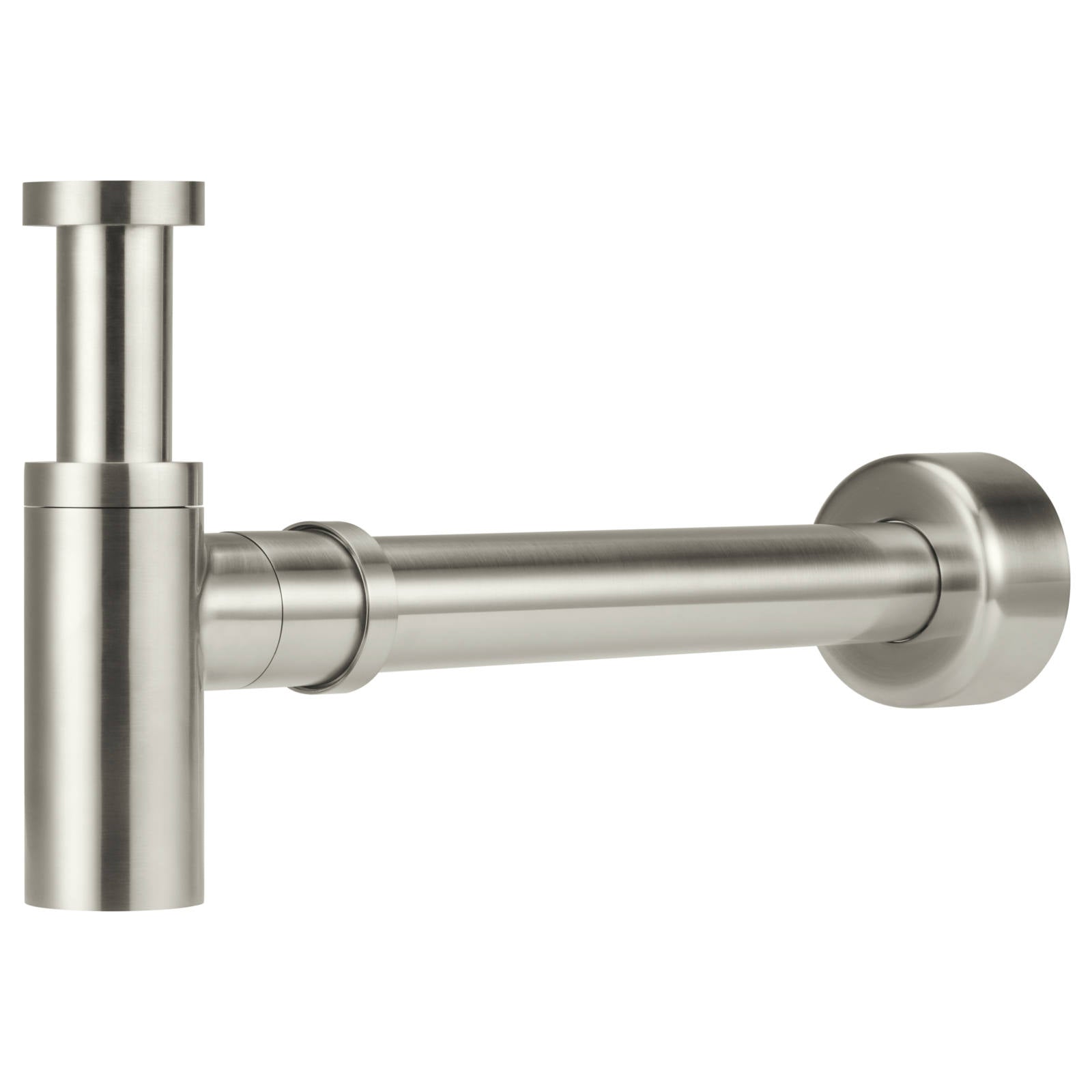 Round Bottle Trap for 32mm basin waste & 40mm outlet, PVD Brushed Nickel