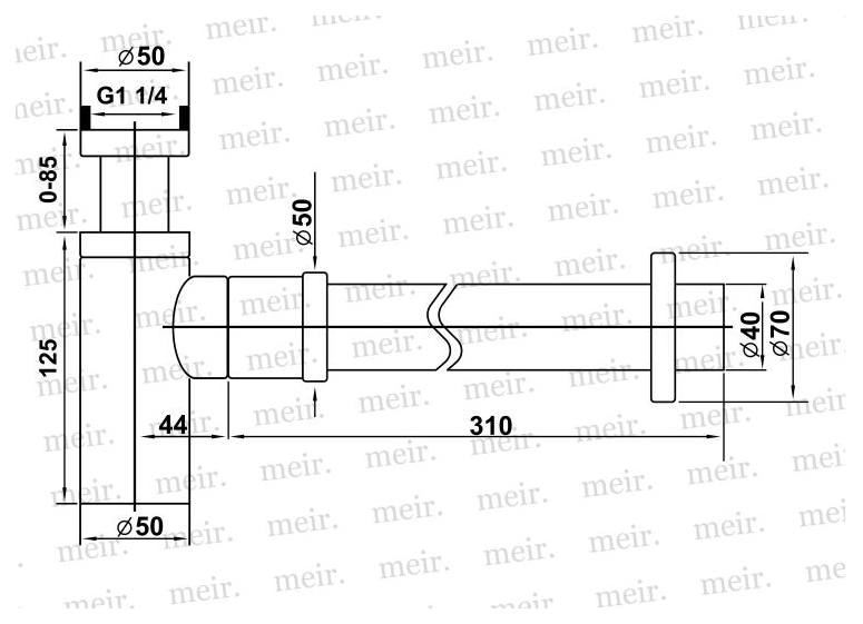 Round Bottle Trap for 32mm basin waste & 40mm outlet, Matte Black