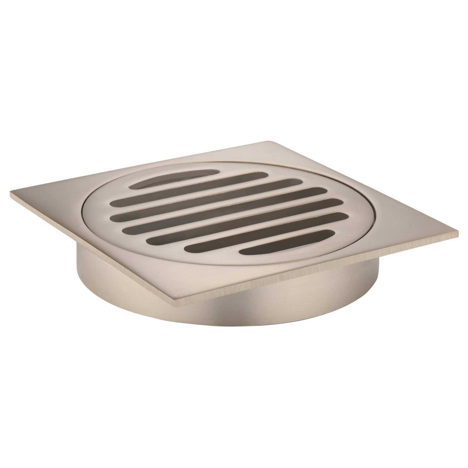 Square Floor Grate Shower Drain, 100mm outlet, Champagne