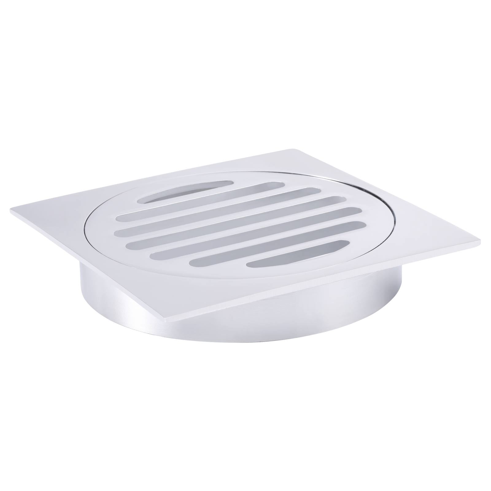 Square Floor Grate Shower Drain, 100mm outlet, Polished Chrome