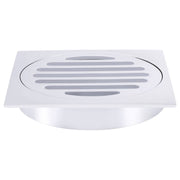 Square Floor Grate Shower Drain, 100mm outlet, Polished Chrome