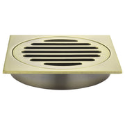 Square Floor Grate Shower Drain, 100mm outlet, PVD Tiger Bronze