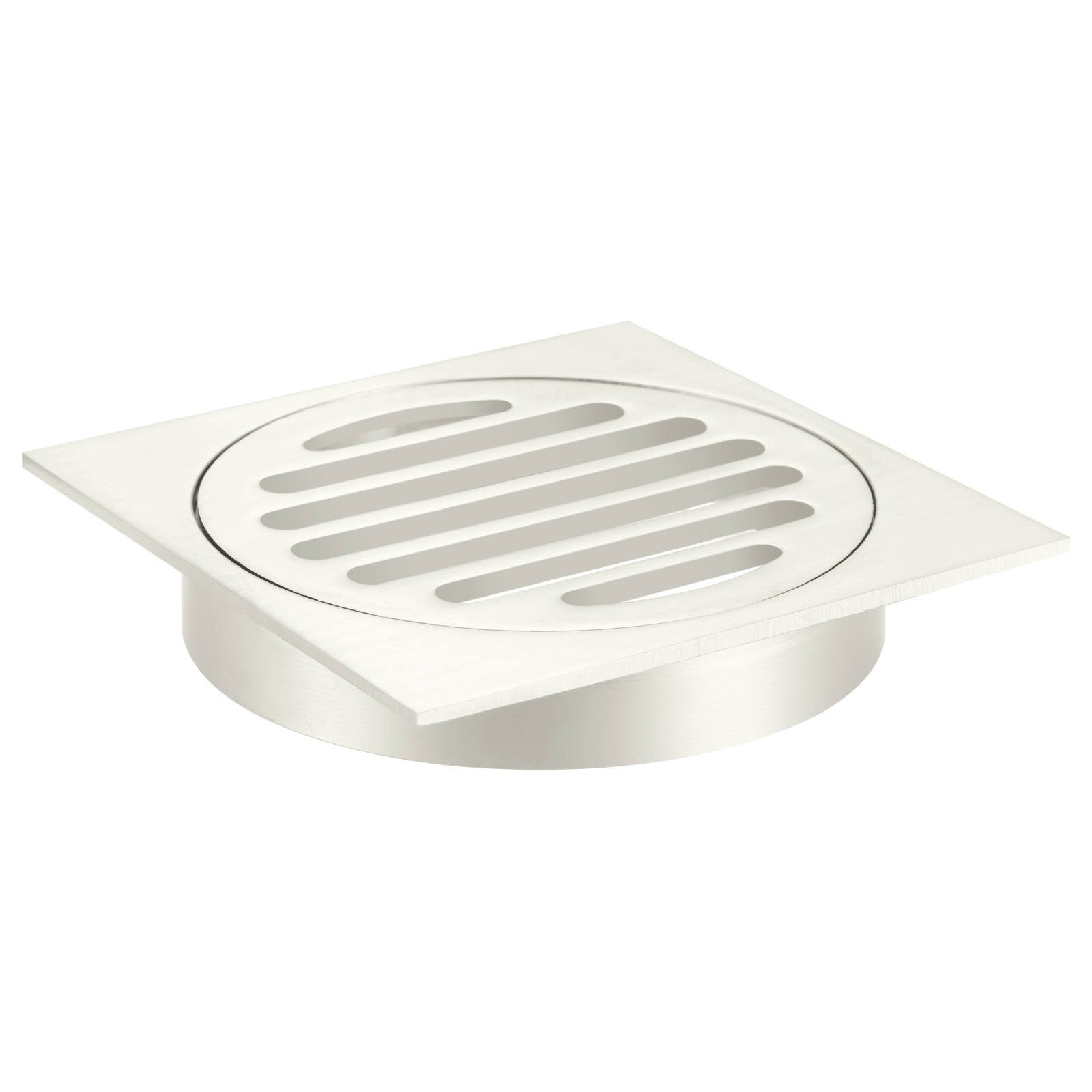 Square Floor Grate Shower Drain, 100mm outlet, PVD Brushed Nickel