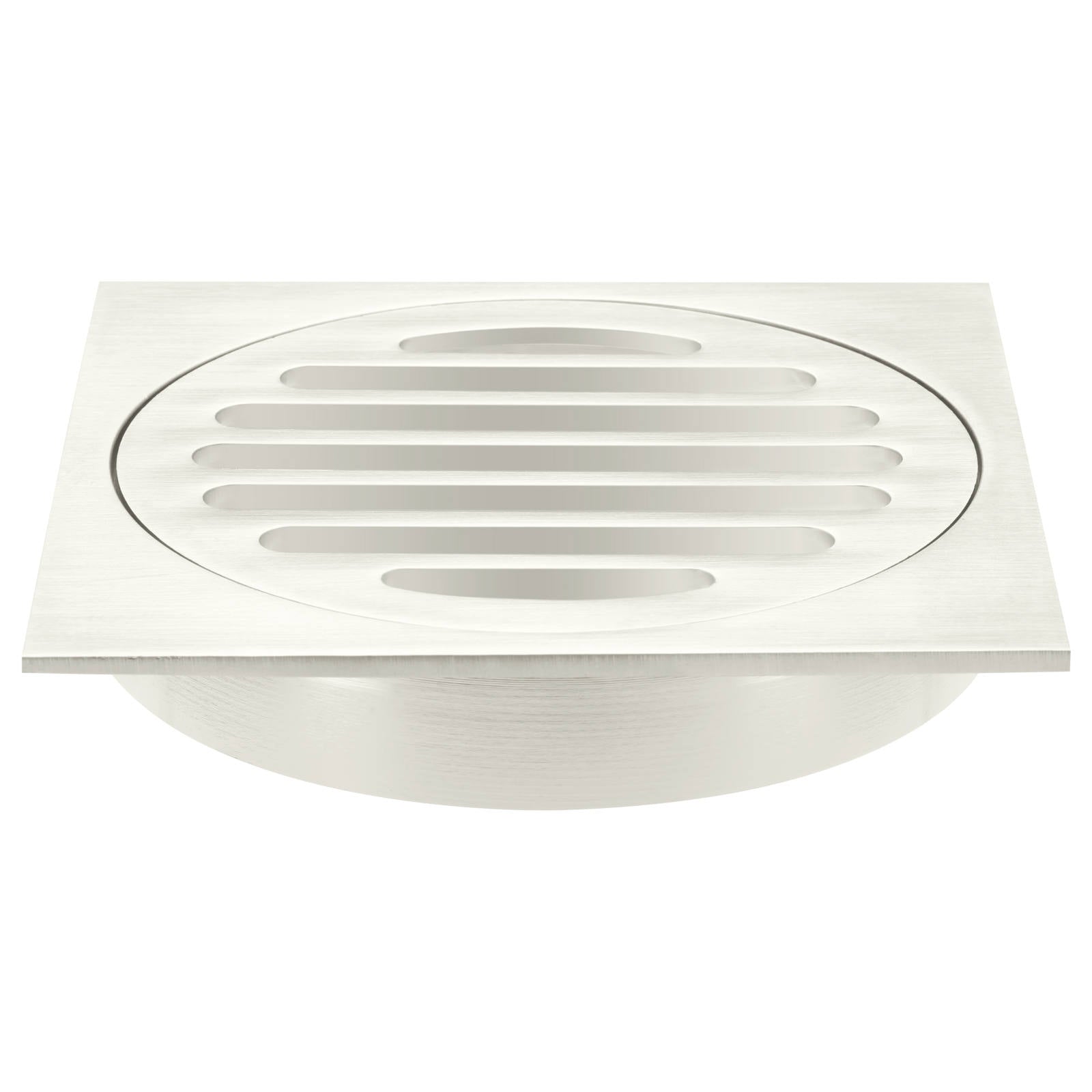 Square Floor Grate Shower Drain, 100mm outlet, PVD Brushed Nickel