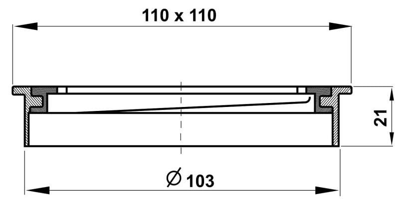 Square Floor Grate Shower Drain, 100mm outlet, Matte Black