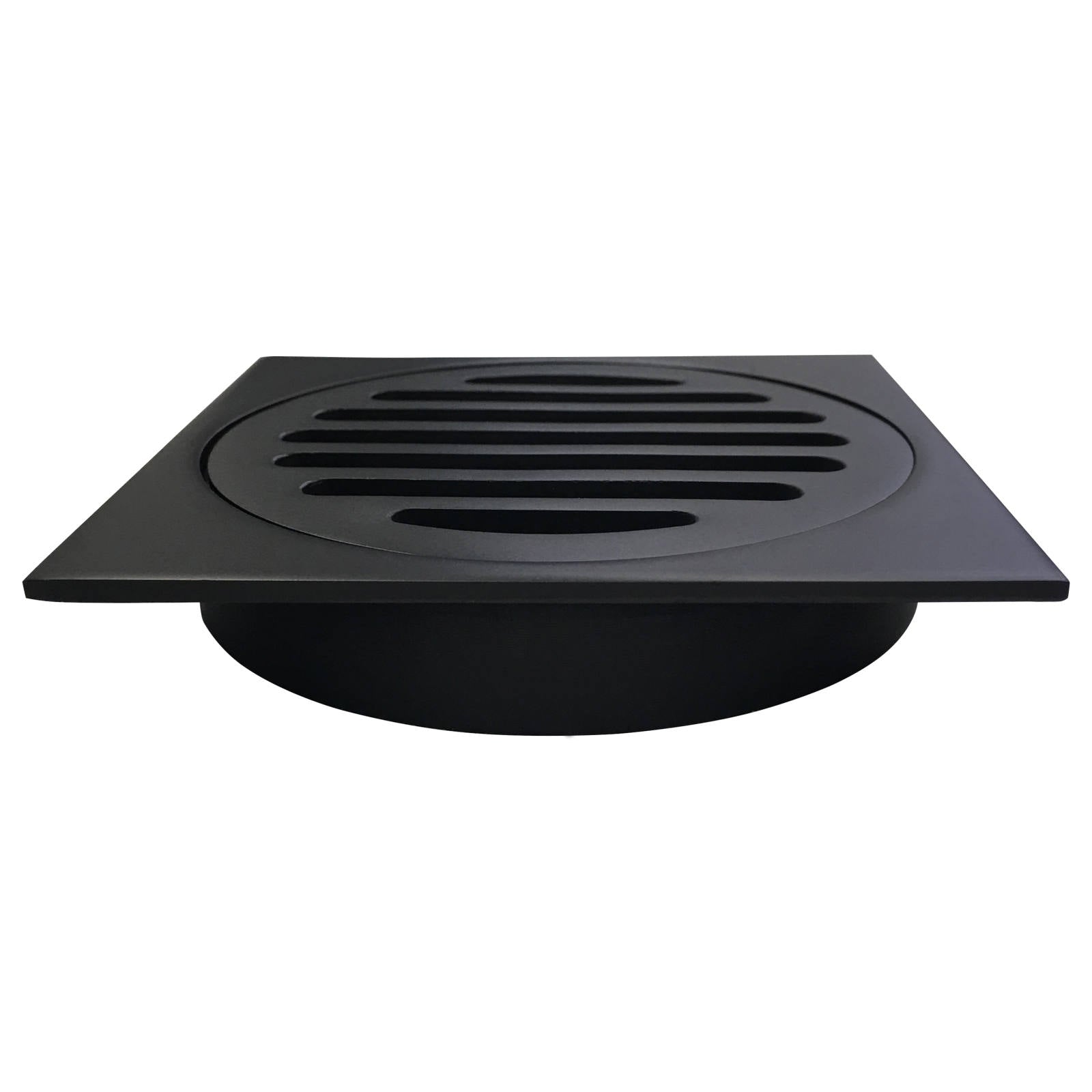 Square Floor Grate Shower Drain, 100mm outlet, Matte Black