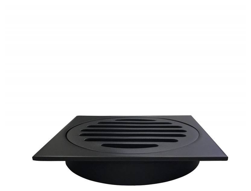 Square Floor Grate Shower Drain, 100mm outlet, Matte Black