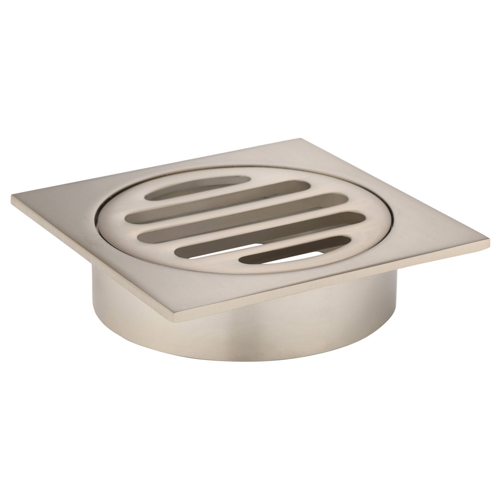 Square Floor Grate Shower Drain, 80mm outlet, Champagne