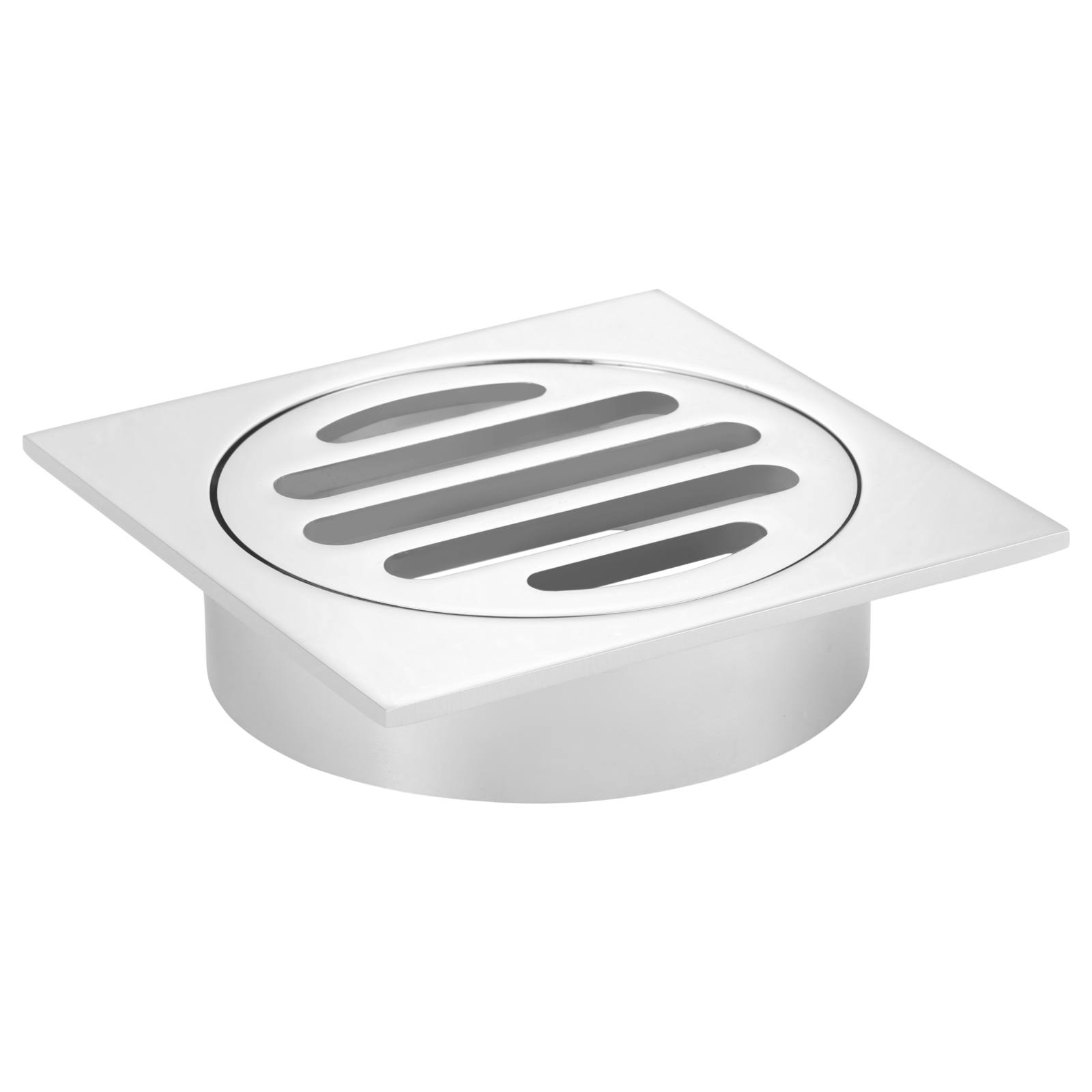 Square Floor Grate Shower Drain, 80mm outlet, Polished Chrome