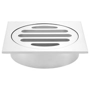 Square Floor Grate Shower Drain, 80mm outlet, Polished Chrome