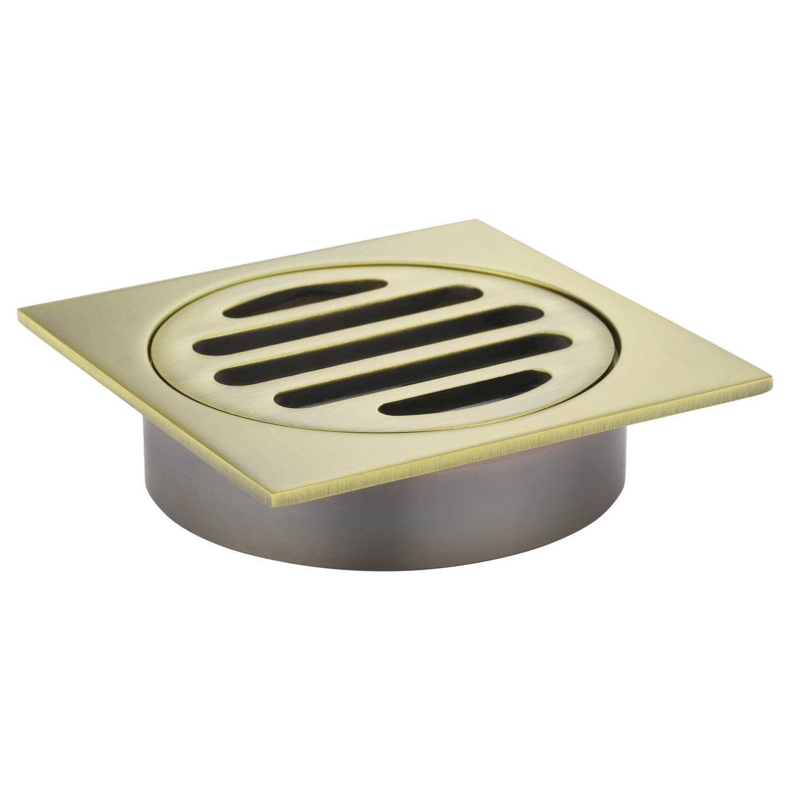 Square Floor Grate Shower Drain, 80mm outlet, Tiger Bronze