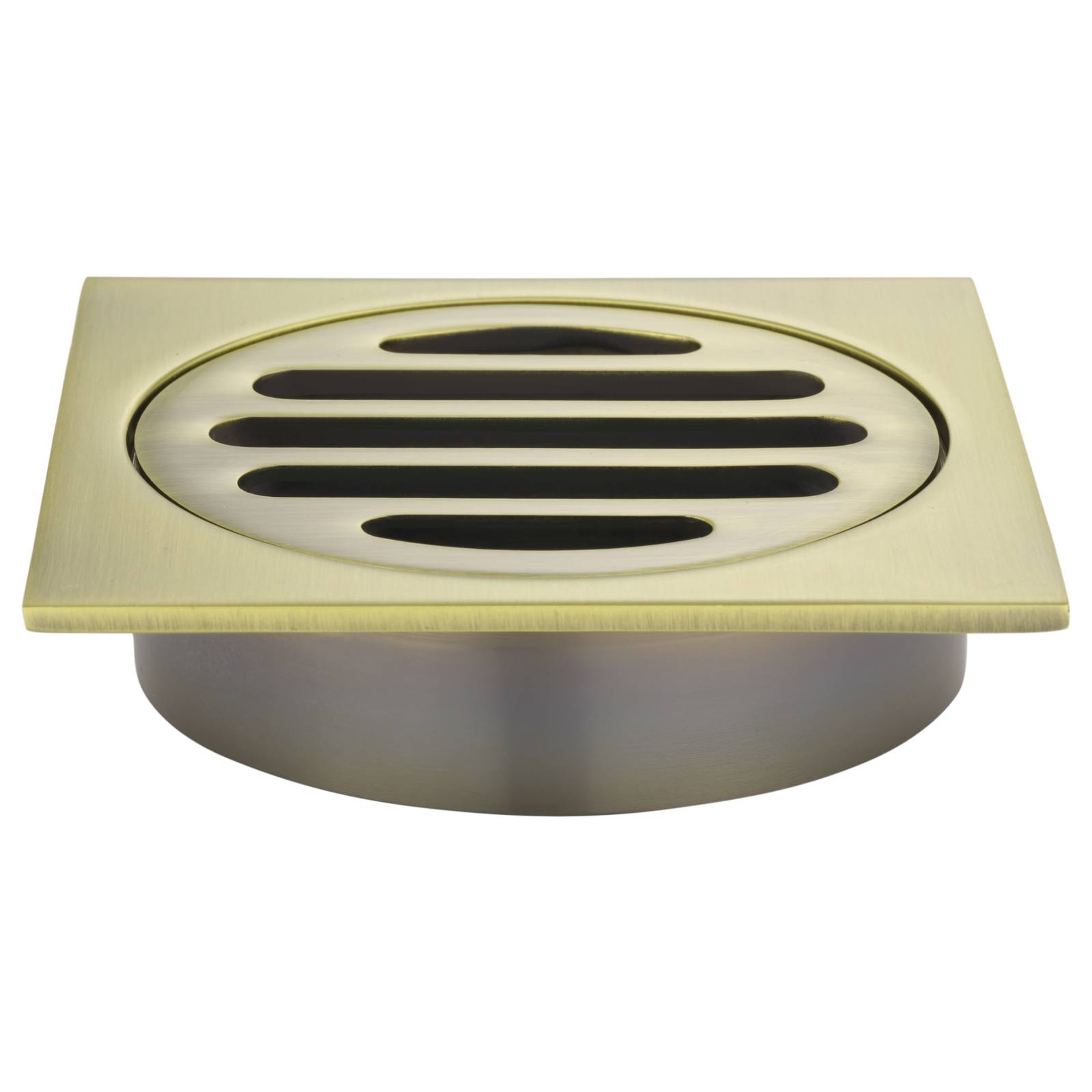 Square Floor Grate Shower Drain, 80mm outlet, Tiger Bronze