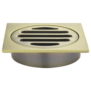 Square Floor Grate Shower Drain, 80mm outlet, Tiger Bronze