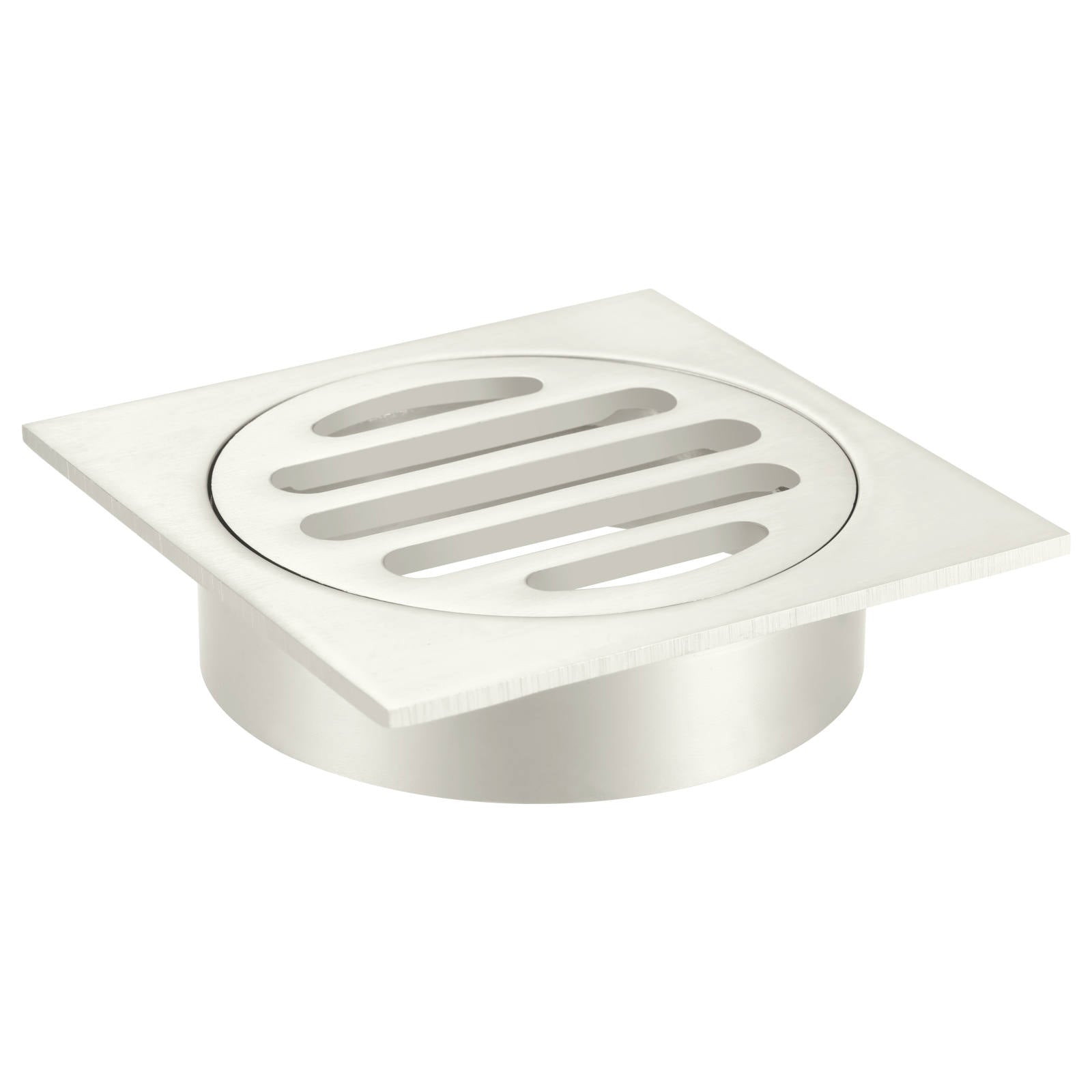 Square Floor Grate Shower Drain, 80mm outlet, PVD Brushed Nickel
