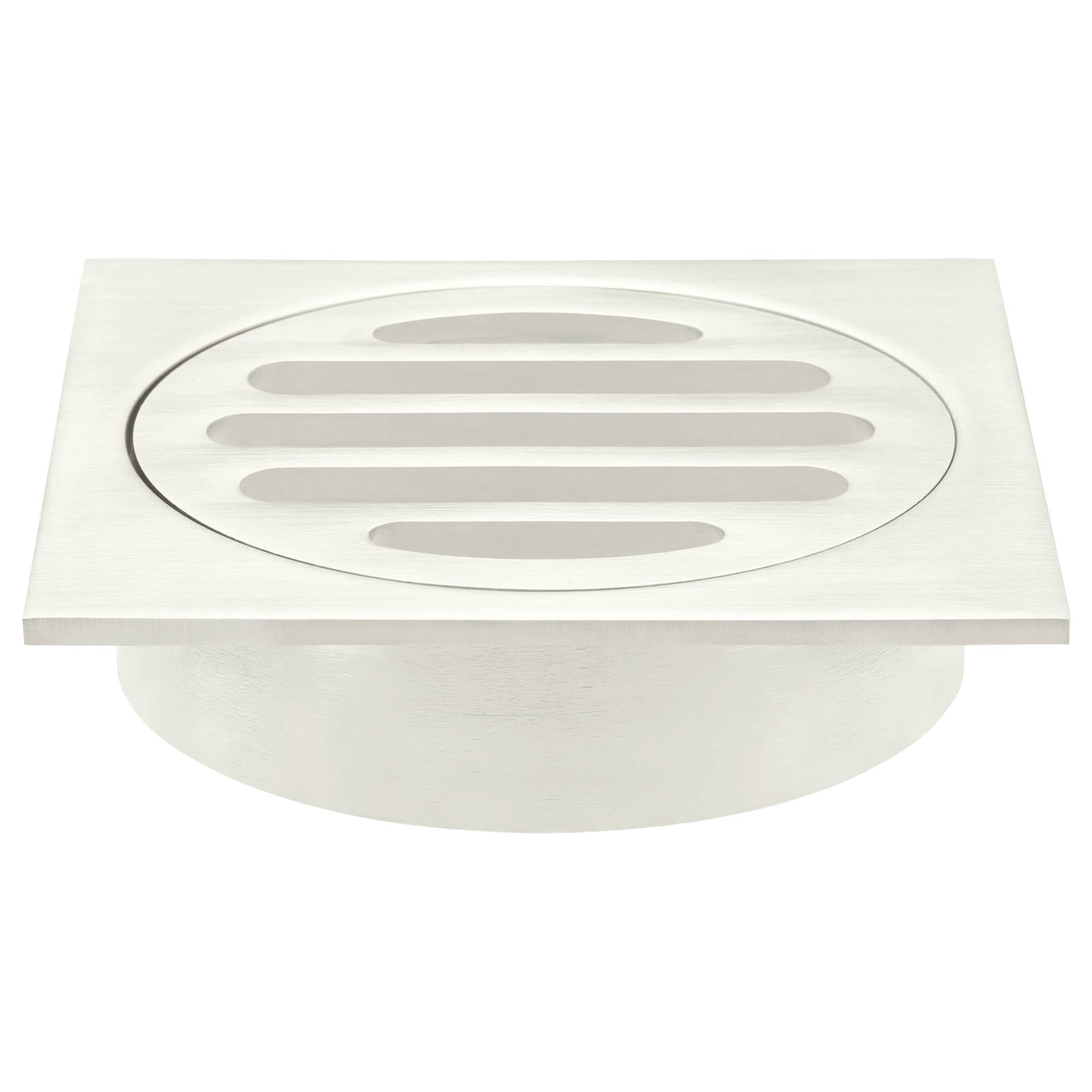 Square Floor Grate Shower Drain, 80mm outlet, PVD Brushed Nickel