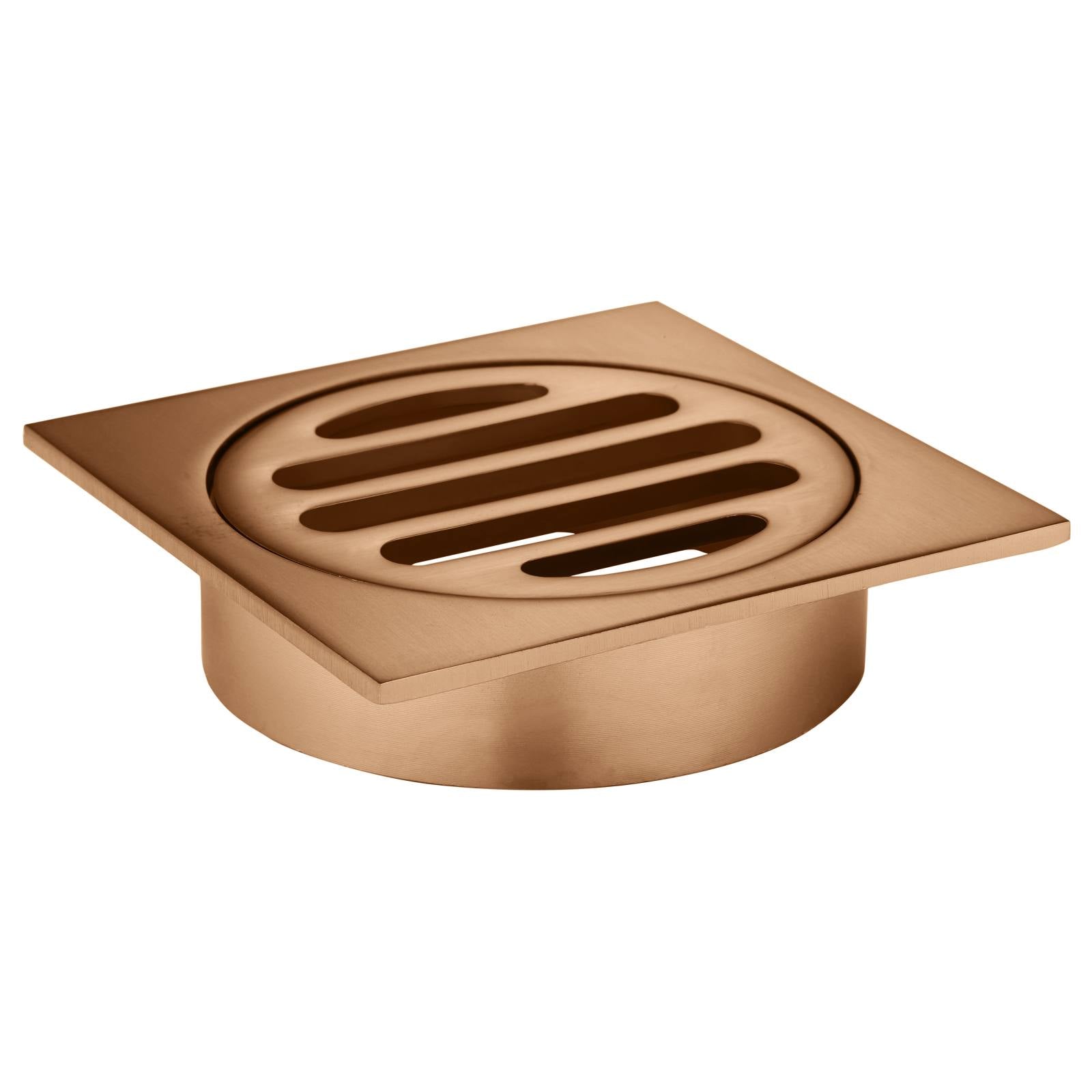 Square Floor Grate Shower Drain, 80mm outlet, Lustre Bronze