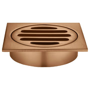 Square Floor Grate Shower Drain, 80mm outlet, Lustre Bronze