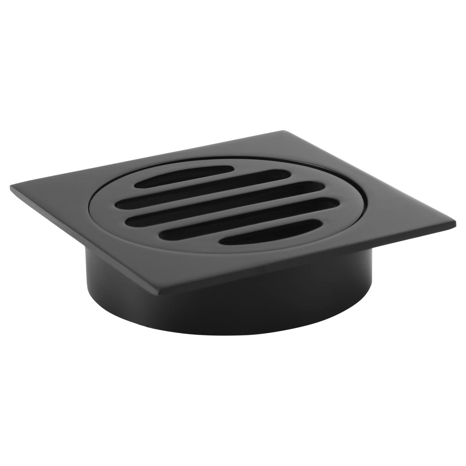 Square Floor Grate Shower Drain, 80mm outlet, Matte Black