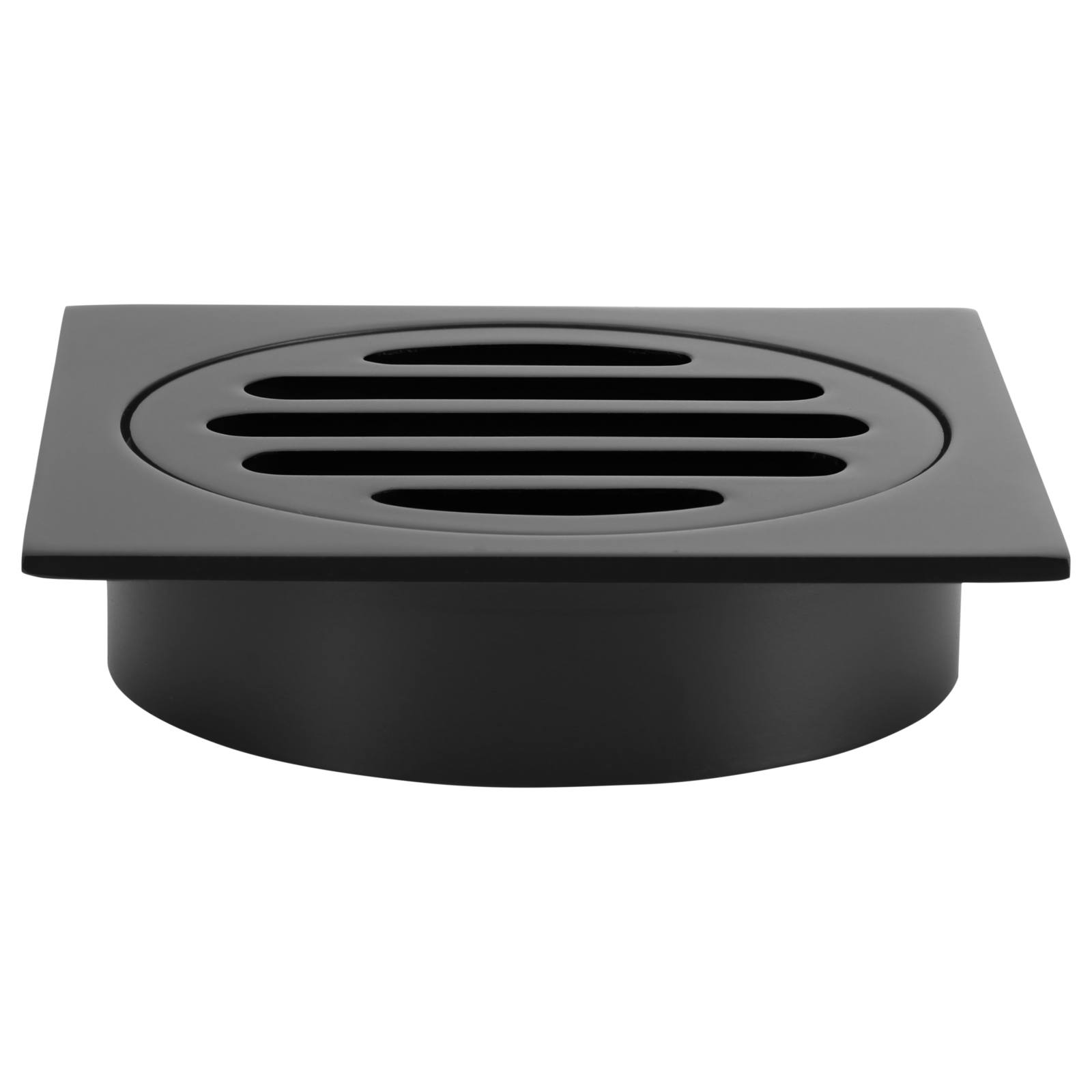 Square Floor Grate Shower Drain, 80mm outlet, Matte Black