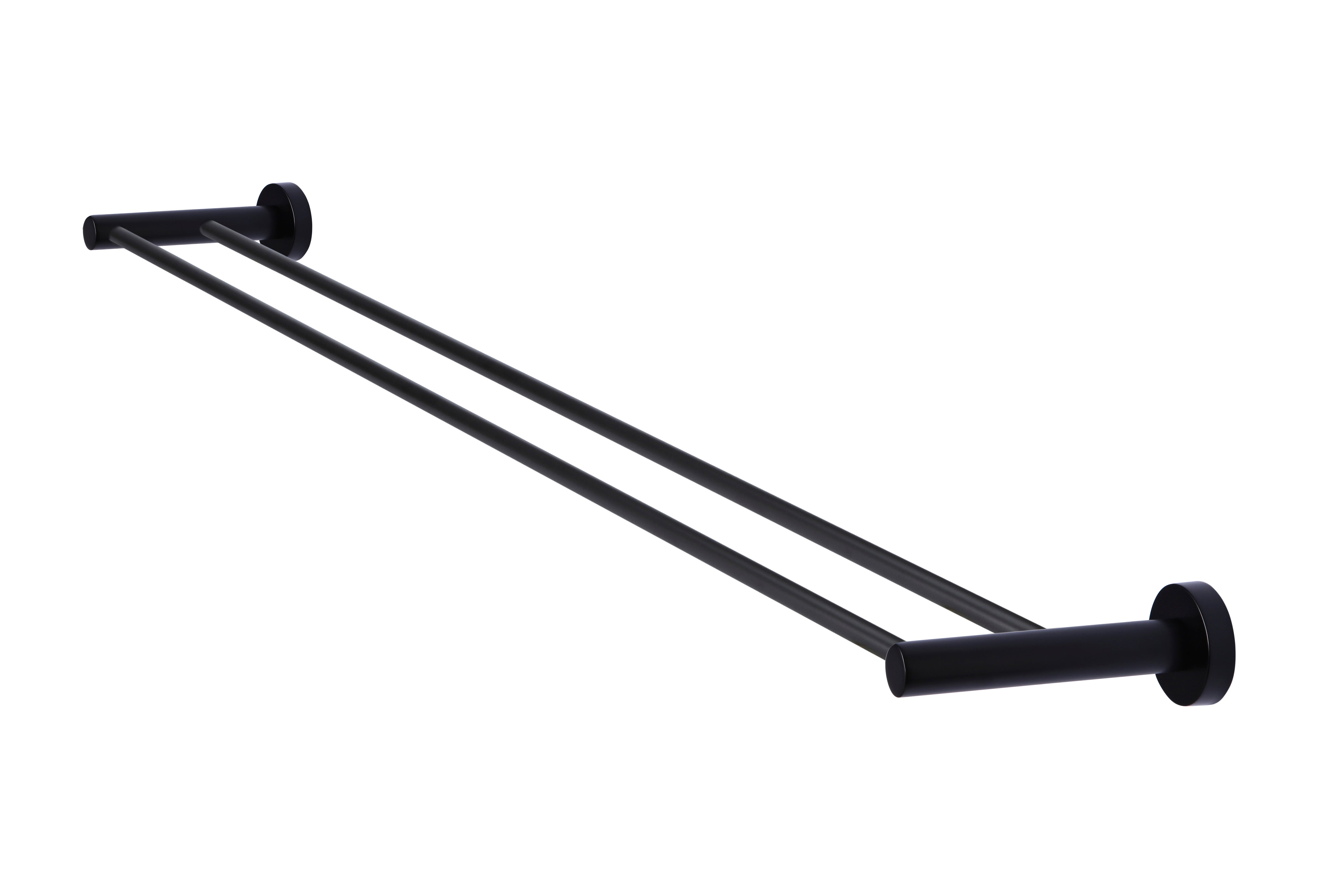 Round Double Towel Rail 900mm, Matte Black