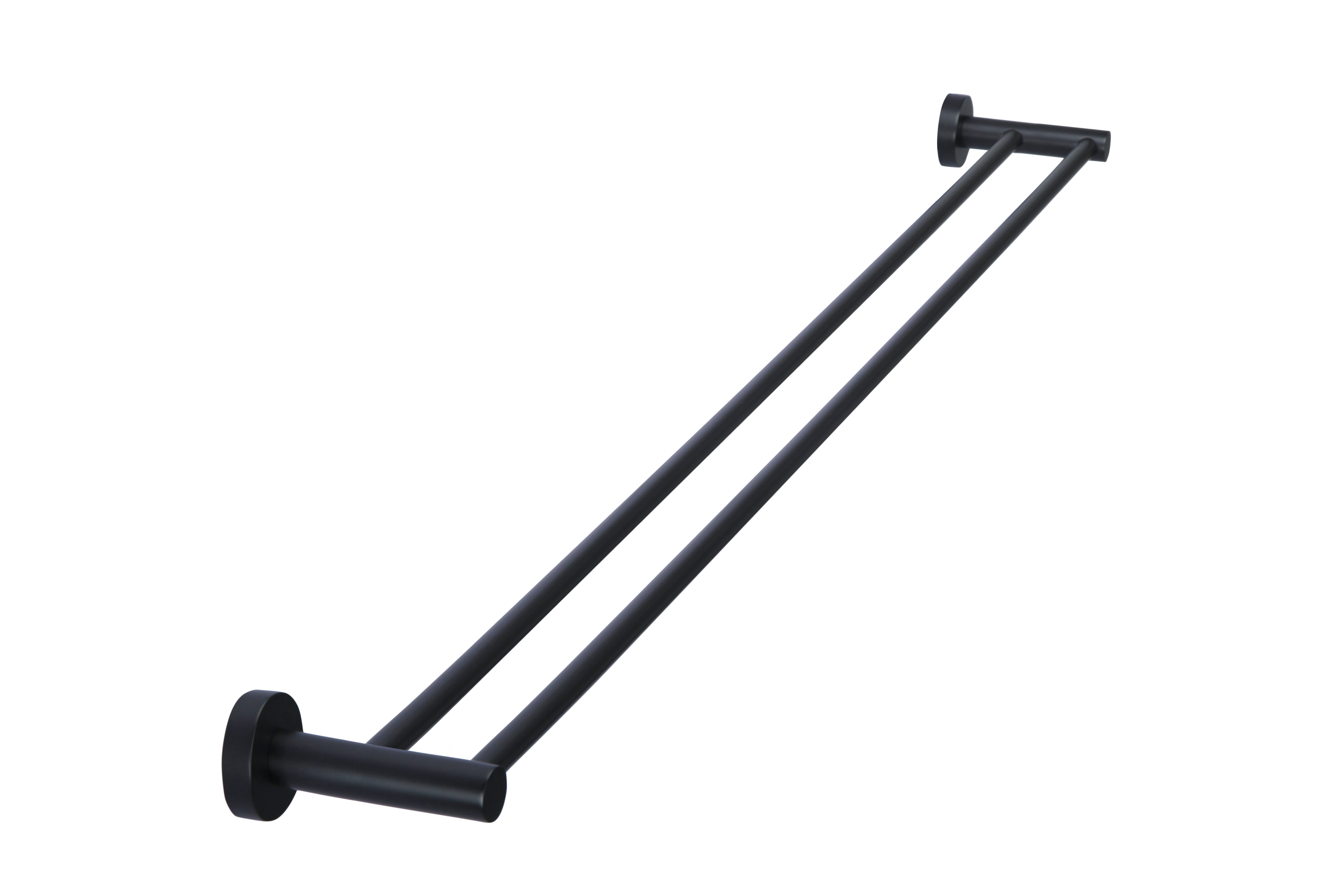 Round Double Towel Rail 900mm, Matte Black
