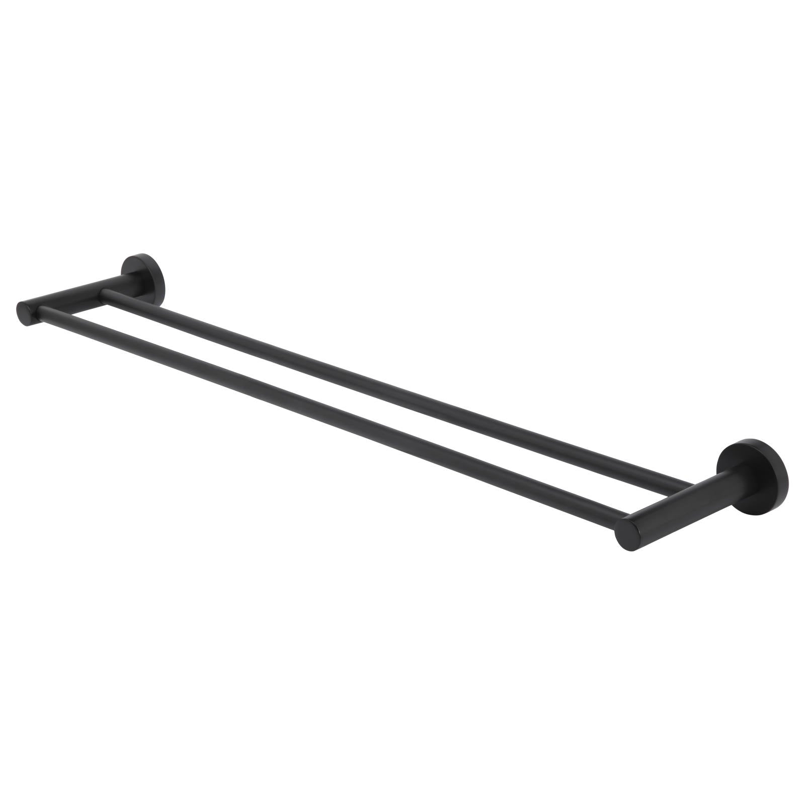 Round Double Towel Rail 600mm, Matte Black