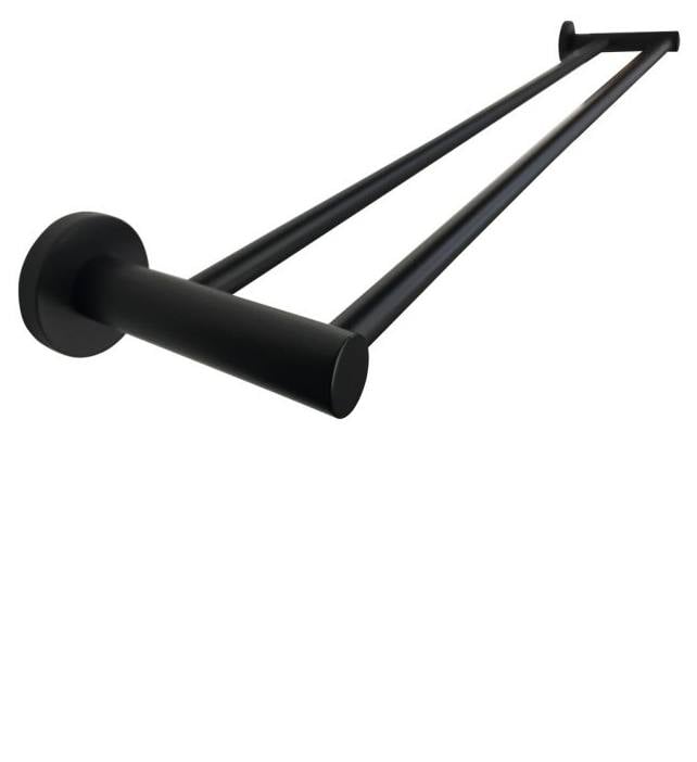 Round Double Towel Rail 600mm, Matte Black