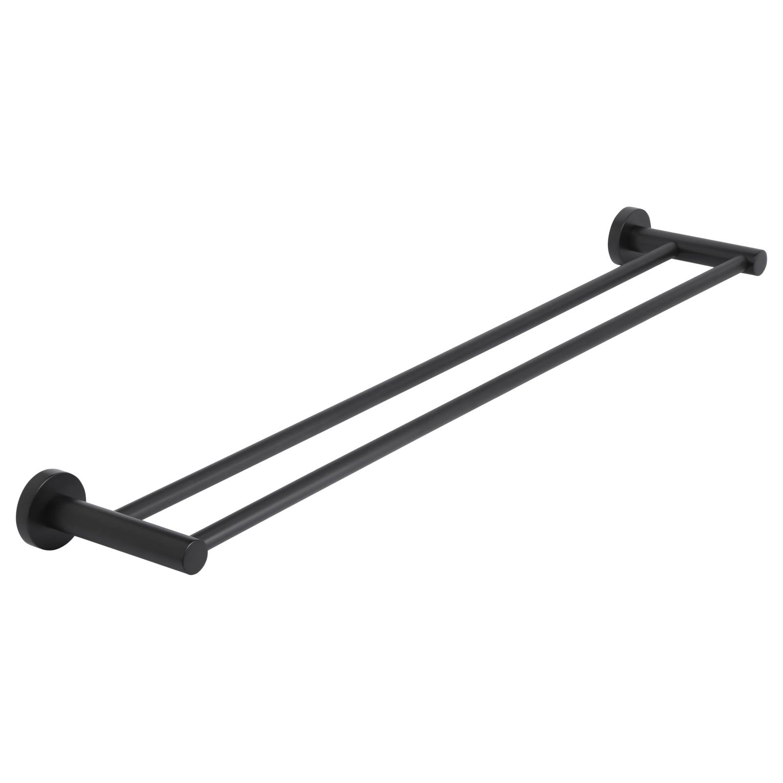 Round Double Towel Rail 600mm, Matte Black