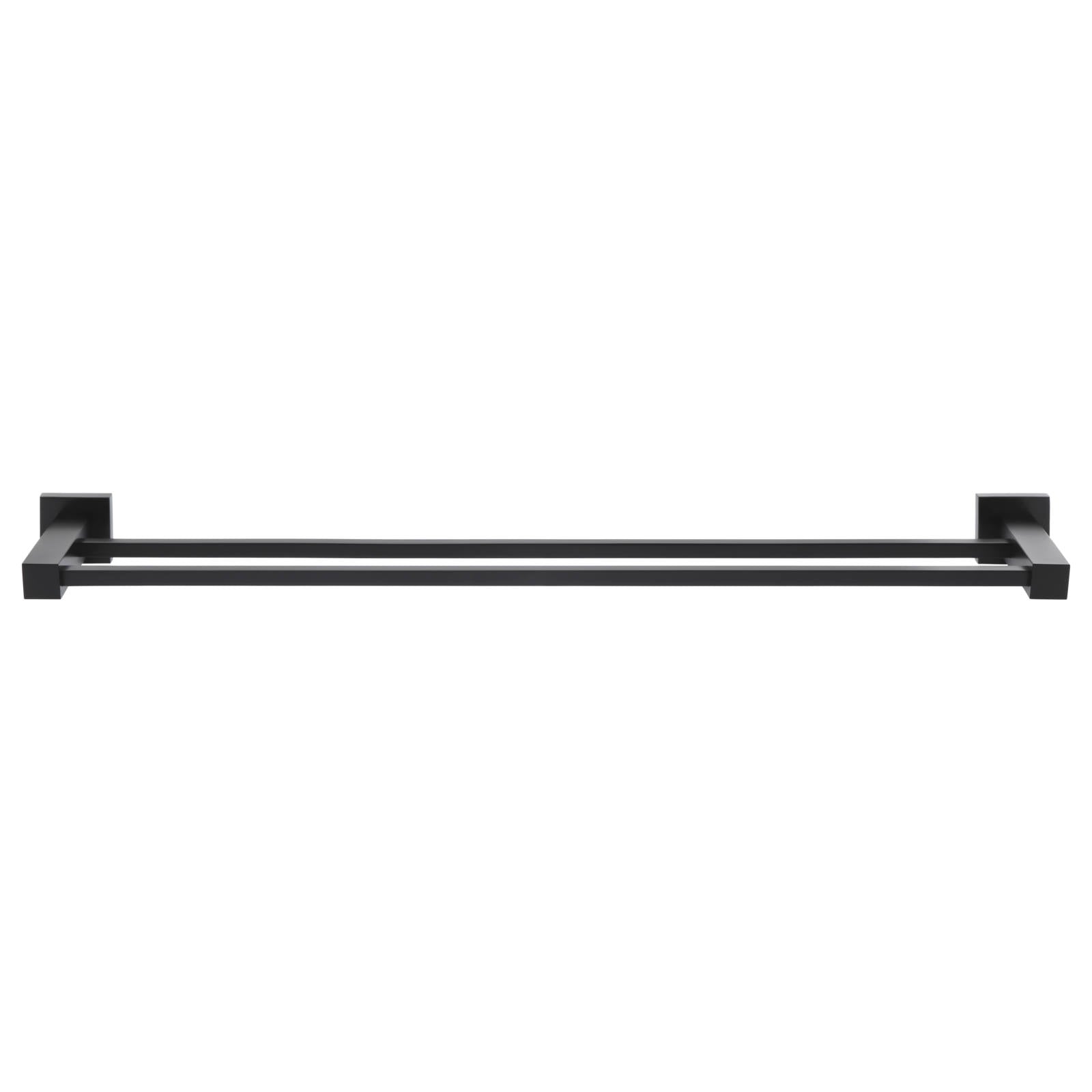 Square Double Towel Rail 600mm, Matte Black