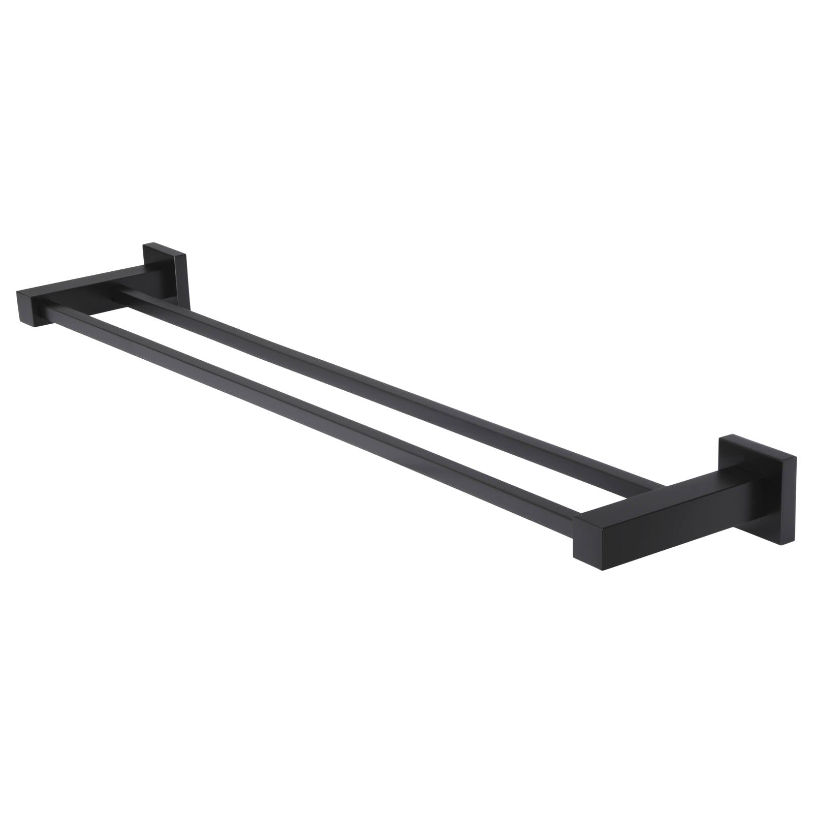 Square Double Towel Rail 600mm, Matte Black