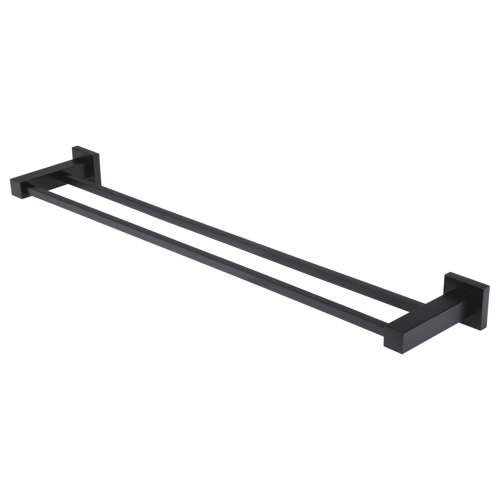 Square Double Towel Rail 600mm, Matte Black