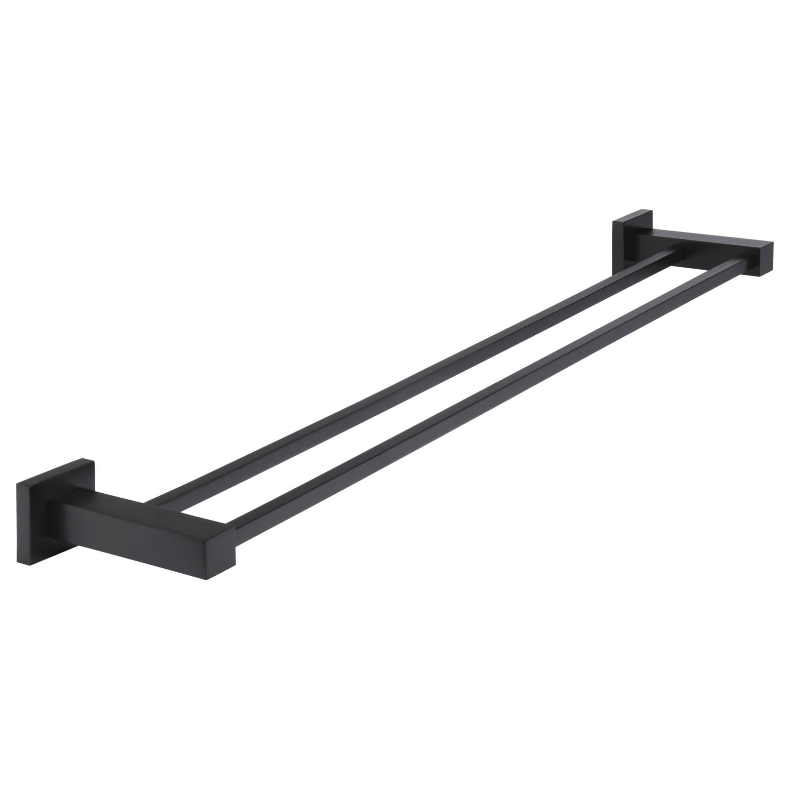 Square Double Towel Rail 600mm, Matte Black