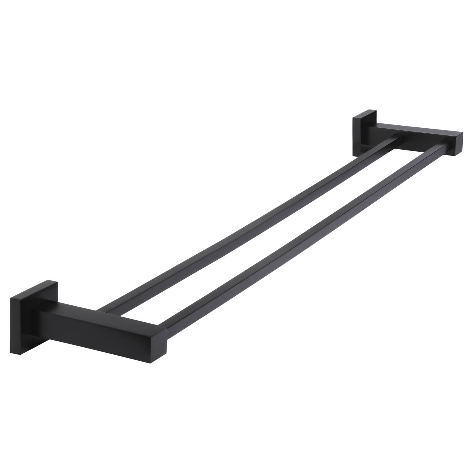 Square Double Towel Rail 600mm, Matte Black