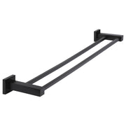 Square Double Towel Rail 600mm, Matte Black