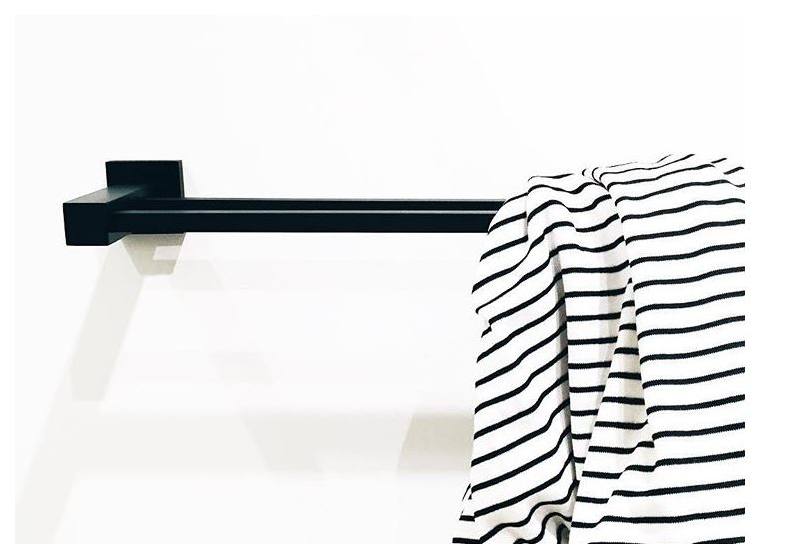 Square Double Towel Rail 600mm, Matte Black